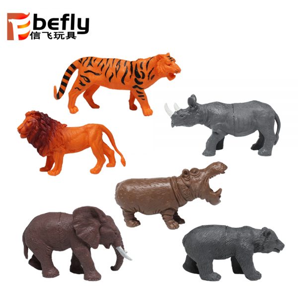 6 kinds plastic tiger lion elephant model jungle animal toy