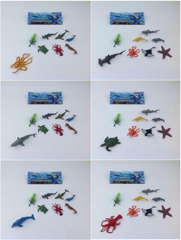 6 style package mixed plastic sea animals mini toy