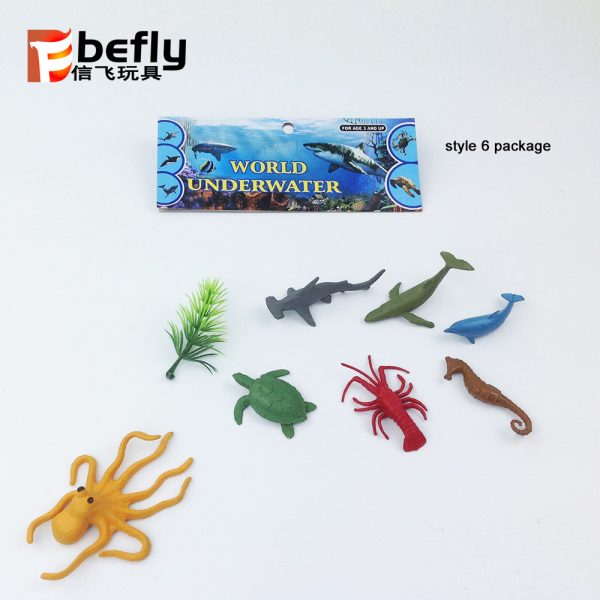 6 style package mixed plastic sea animals mini toy