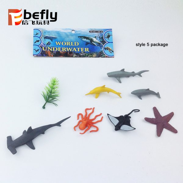 6 style package mixed plastic sea animals mini toy