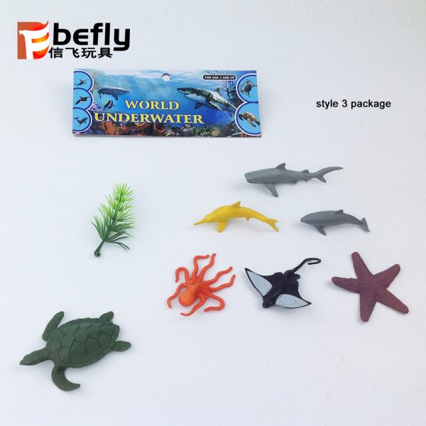 6 style package mixed plastic sea animals mini toy