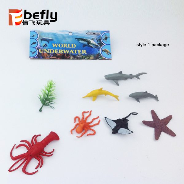 6 style package mixed plastic sea animals mini toy