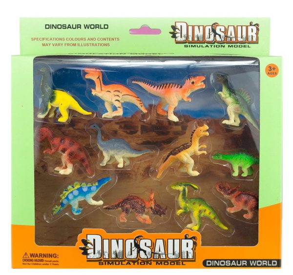 12pcs Plastic mini dinosaur model toy