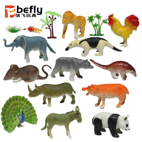 Hollow plastic peacock animal play set toy