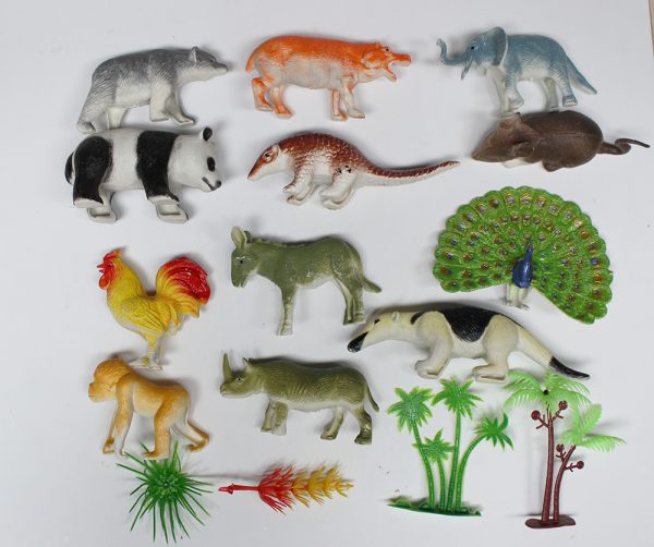 Hollow plastic peacock animal play set toy