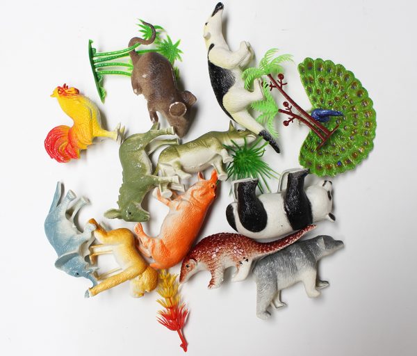 Hollow plastic peacock animal play set toy