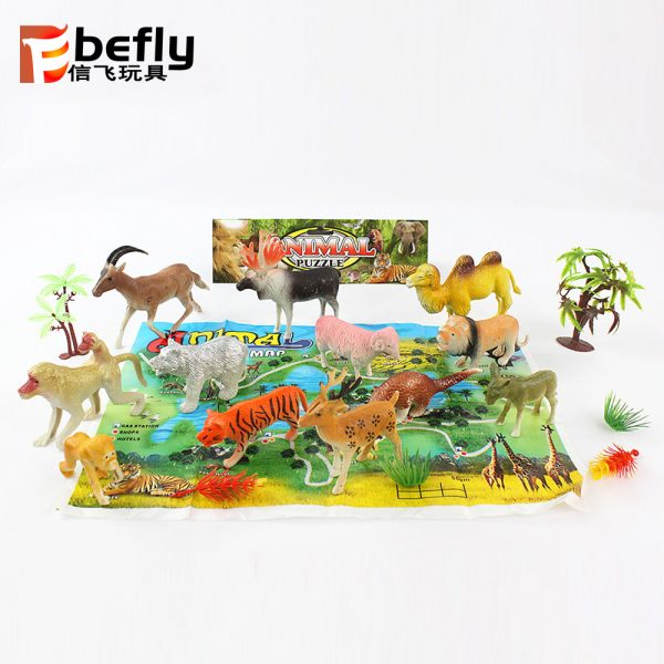 With map zoo animal model plastic educational toys