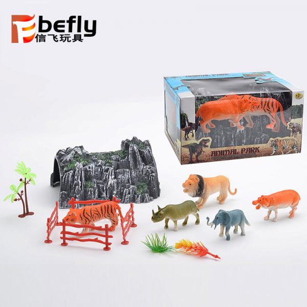 Plastic zoo animal model set cheap kids toy