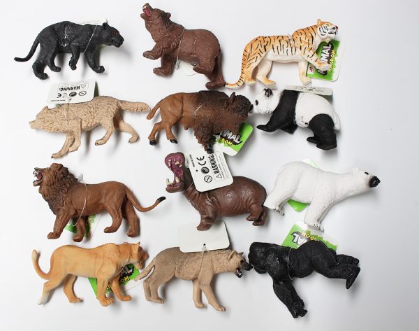 12 kinds mixed 3d model figurines plastic wild animal toy