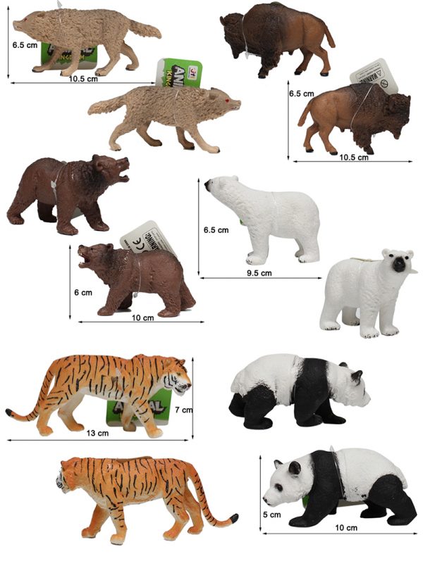 12 kinds mixed 3d model figurines plastic wild animal toy