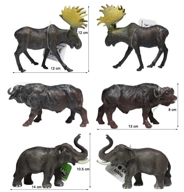 6 kinds mixed plastic wild animal model toys