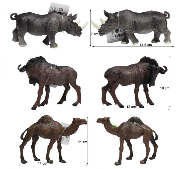 6 kinds mixed plastic wild animal model toys