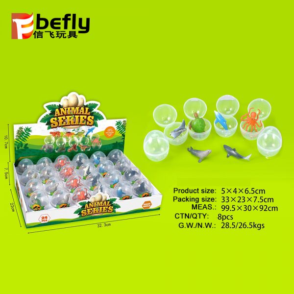 Egg with mini plastic sea animal model toy
