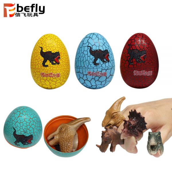 Kids dino theme park toy plastic dinosaur ring in egg