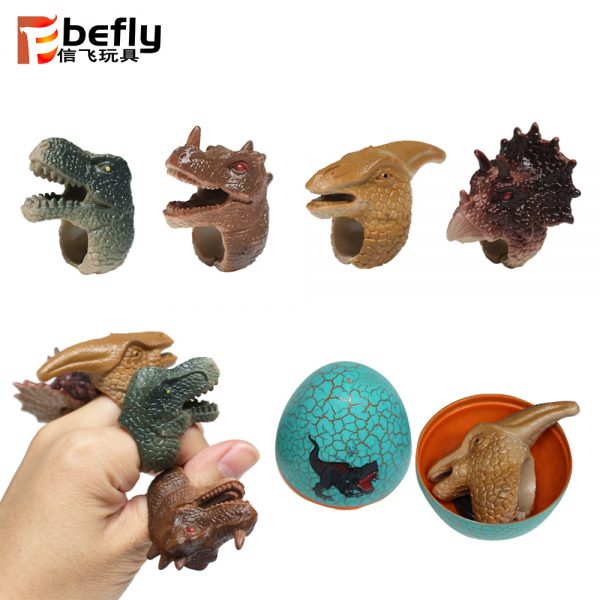 Kids dino theme park toy plastic dinosaur ring in egg