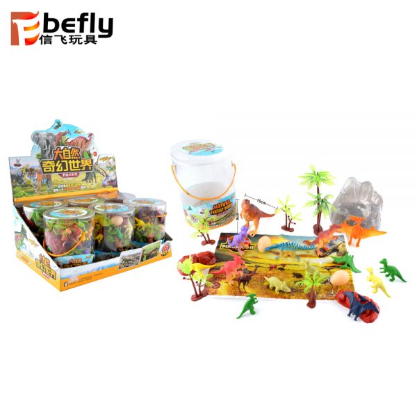 PVC bucket plastic mini toy set dinosaur for kids