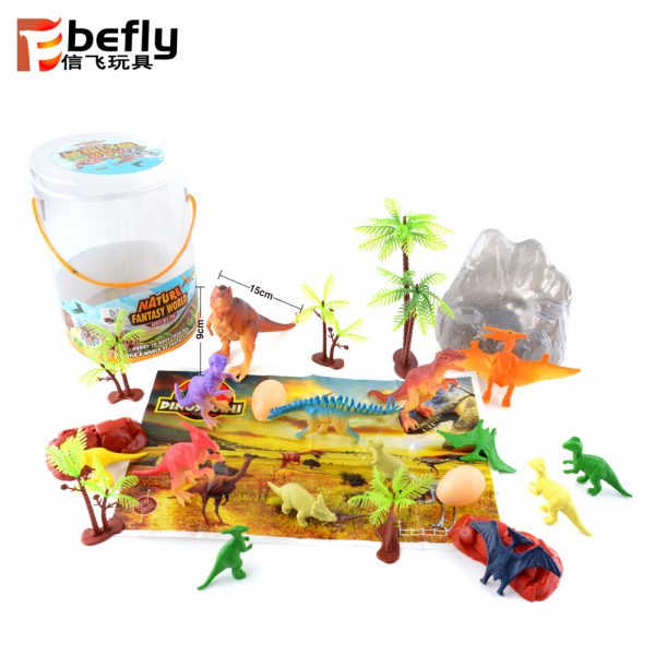 PVC bucket plastic mini toy set dinosaur for kids