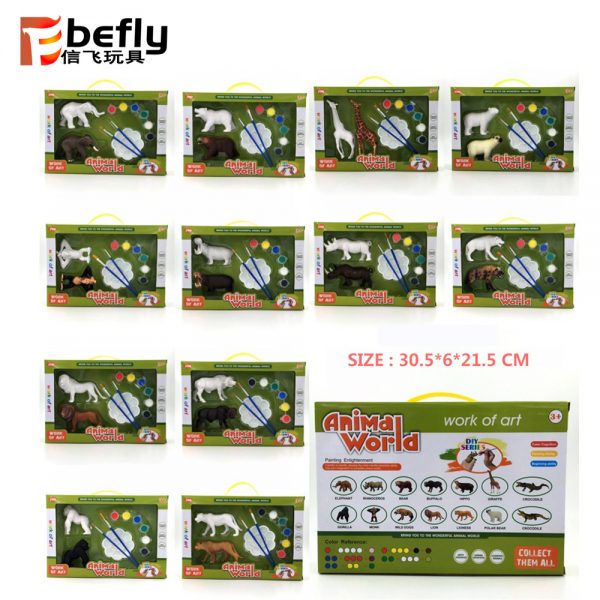 Wholesale unpaint wild animal model diy coloring toy