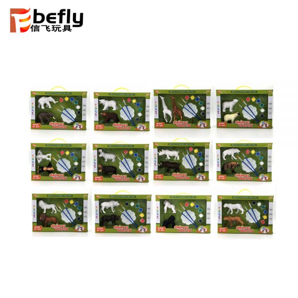 Wholesale unpaint wild animal model diy coloring toy