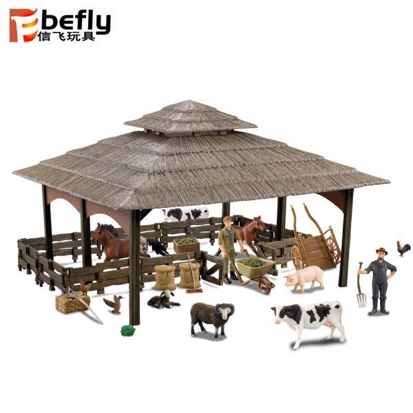 Plastic farm animal model toy with human