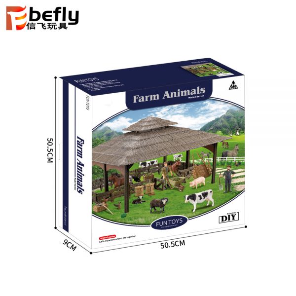 Plastic farm animal model toy with human