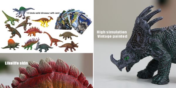 12 Dinosaur assorted plastic solid dinosaur toy for kids