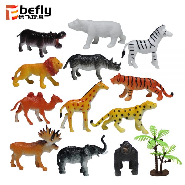 13pcs in PVC egg mini wild animal toys for kids