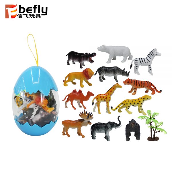 13pcs in PVC egg mini wild animal toys for kids