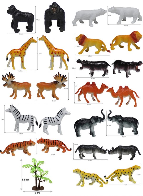 13pcs in PVC egg mini wild animal toys for kids