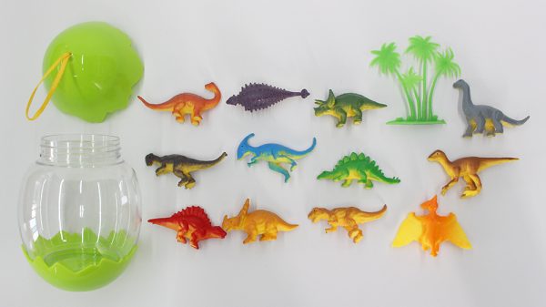 Mini plastic dinosaur toy filled easter egg