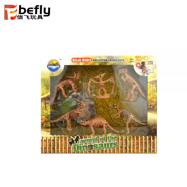 Mini plastic toy dinosaur skeleton with jigsaw puzzle