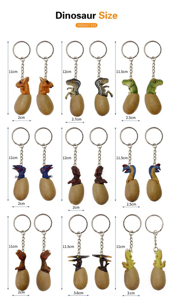 12 kinds different plastic dinosaur egg key ring