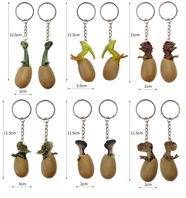 12 kinds different plastic dinosaur egg key ring