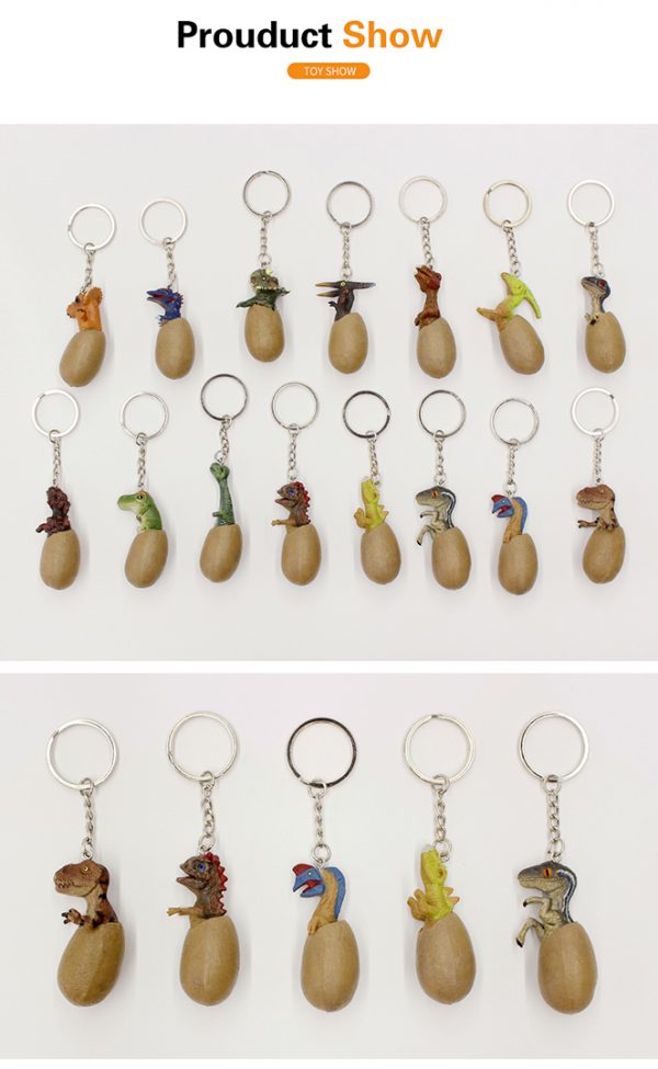 12 kinds different plastic dinosaur egg key ring