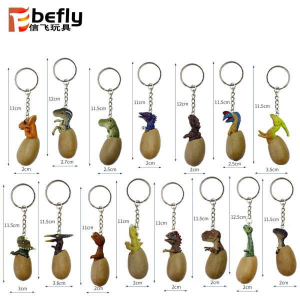 12 kinds different plastic dinosaur egg key ring