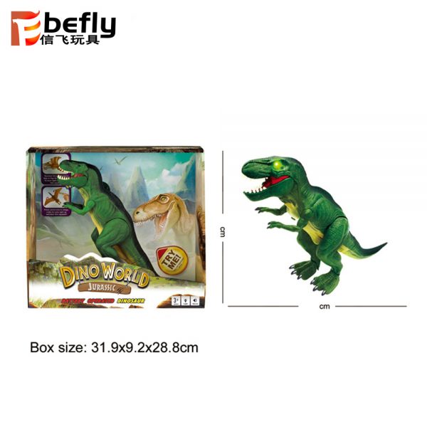 Green t-rex plastic electric toy dinosaur