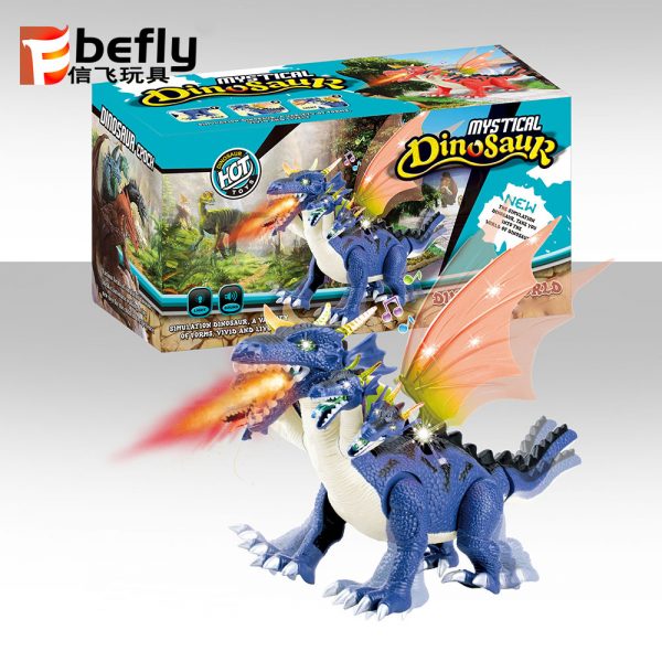 5 head walking fire dragon plastic toy
