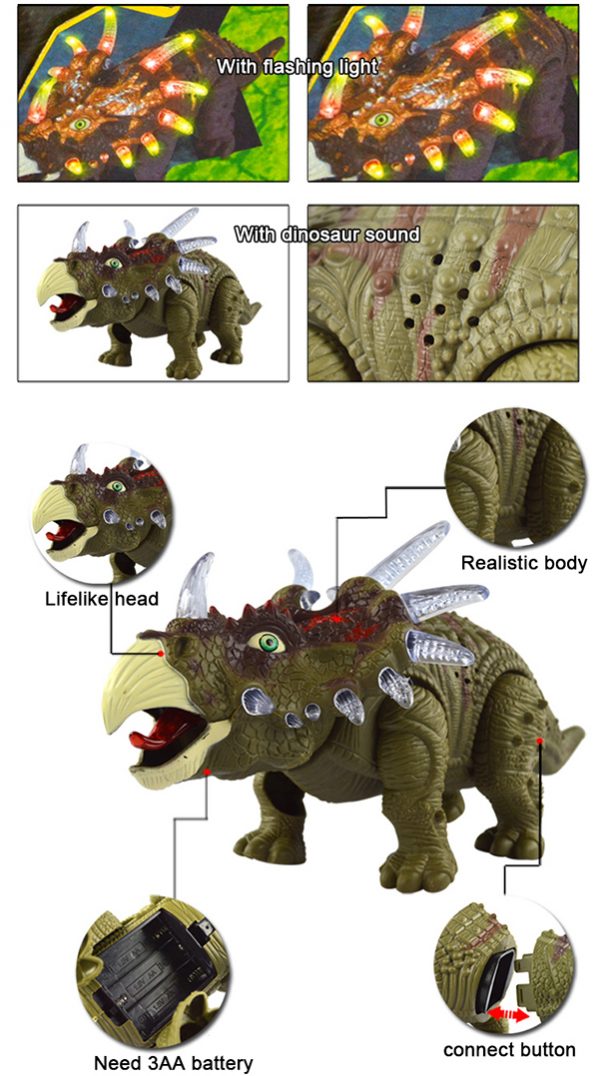 Small Triceratops model plastic b/o dinosaur toy