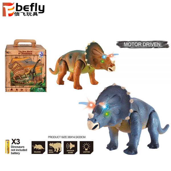 Walking Triceratops model plastic battery operated toy dinosaur