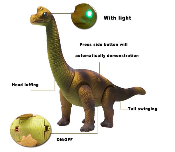Light up walking Brachiosaurus plastic toy radio control dinosaur