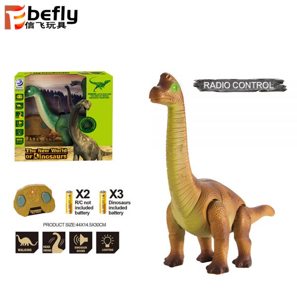 Light up walking Brachiosaurus plastic toy radio control dinosaur