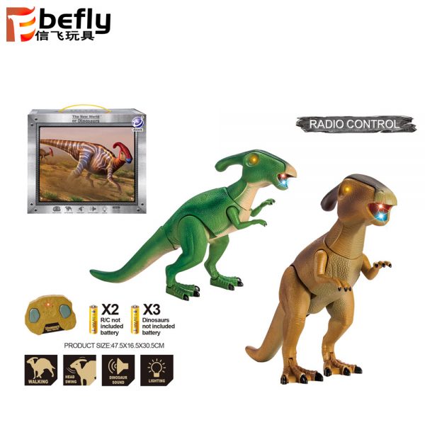 Lighting plastic walking Parasaurolophus dinosaur toy with remote control