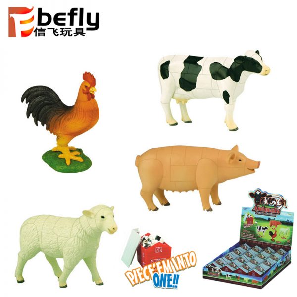 Diy plastic rooster pig sheep cow model toy farm animal puzzle