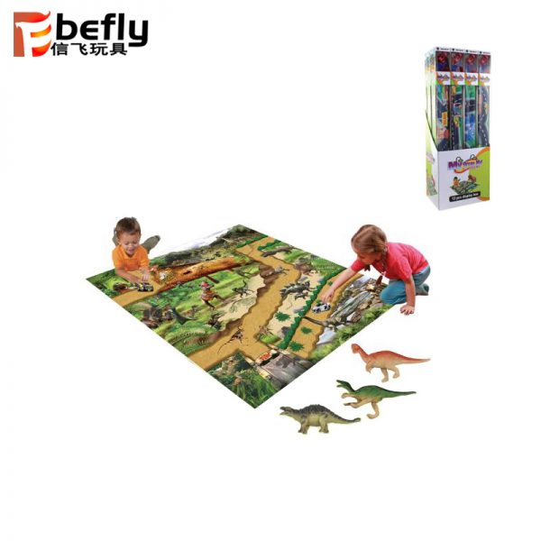 Funny play mat toy with plastic dinosaur model