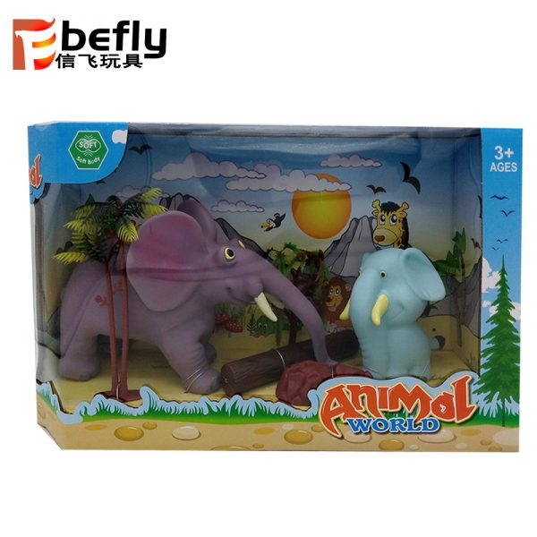 Zoo park gift elephant vinyl model soft animal toy