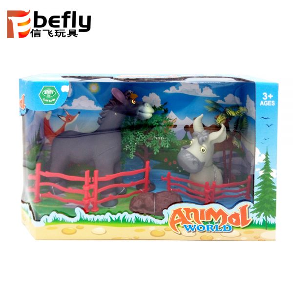 Soft farm animal vinyl donkey toy with cow