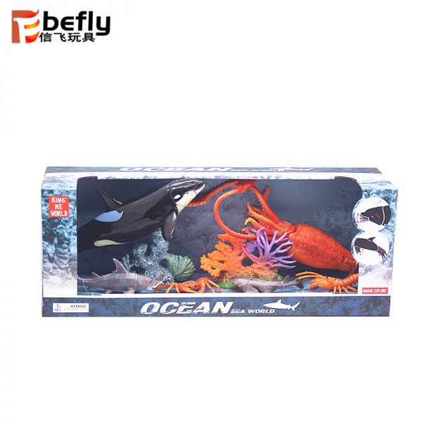 Vivid plastic movable deep ocean sea animals set toy