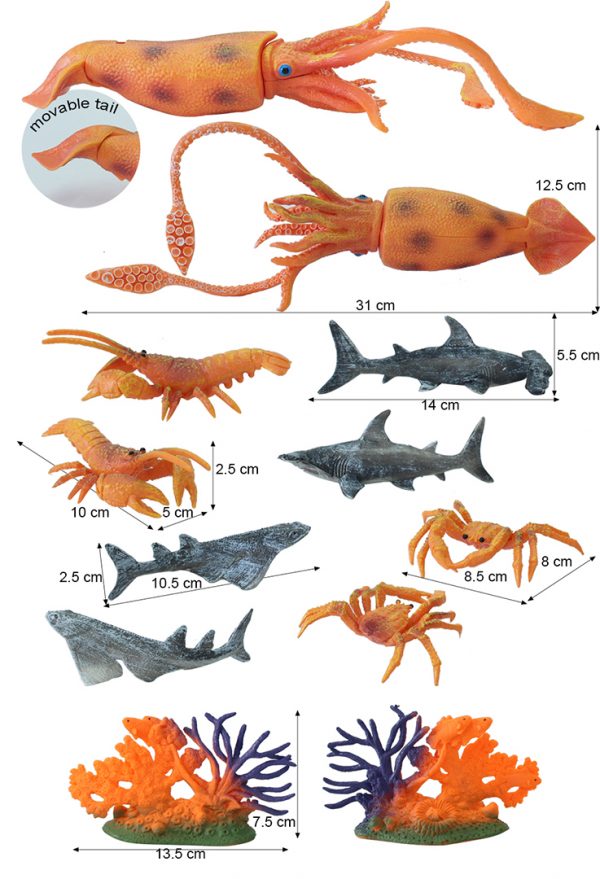 Movable deep ocean animal figure plastic sea life toy