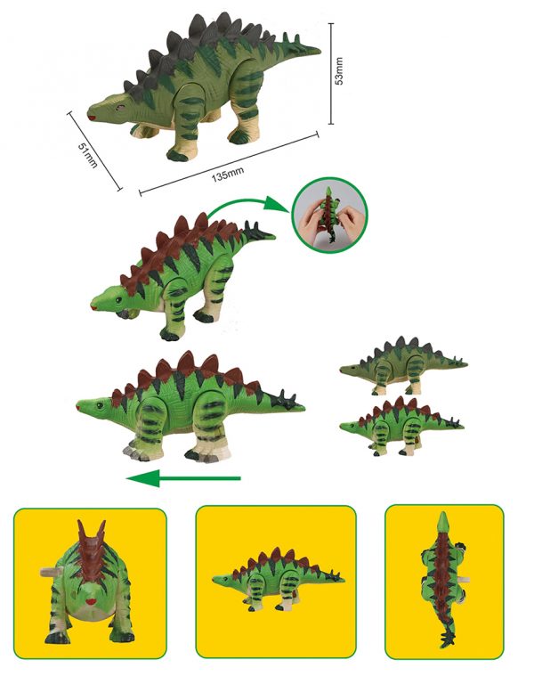 Realistic walking Stegosaurus dinosaur model plastic wind up toy