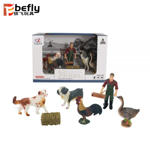 Rooster dog goose figure fram play set toy plastic animal